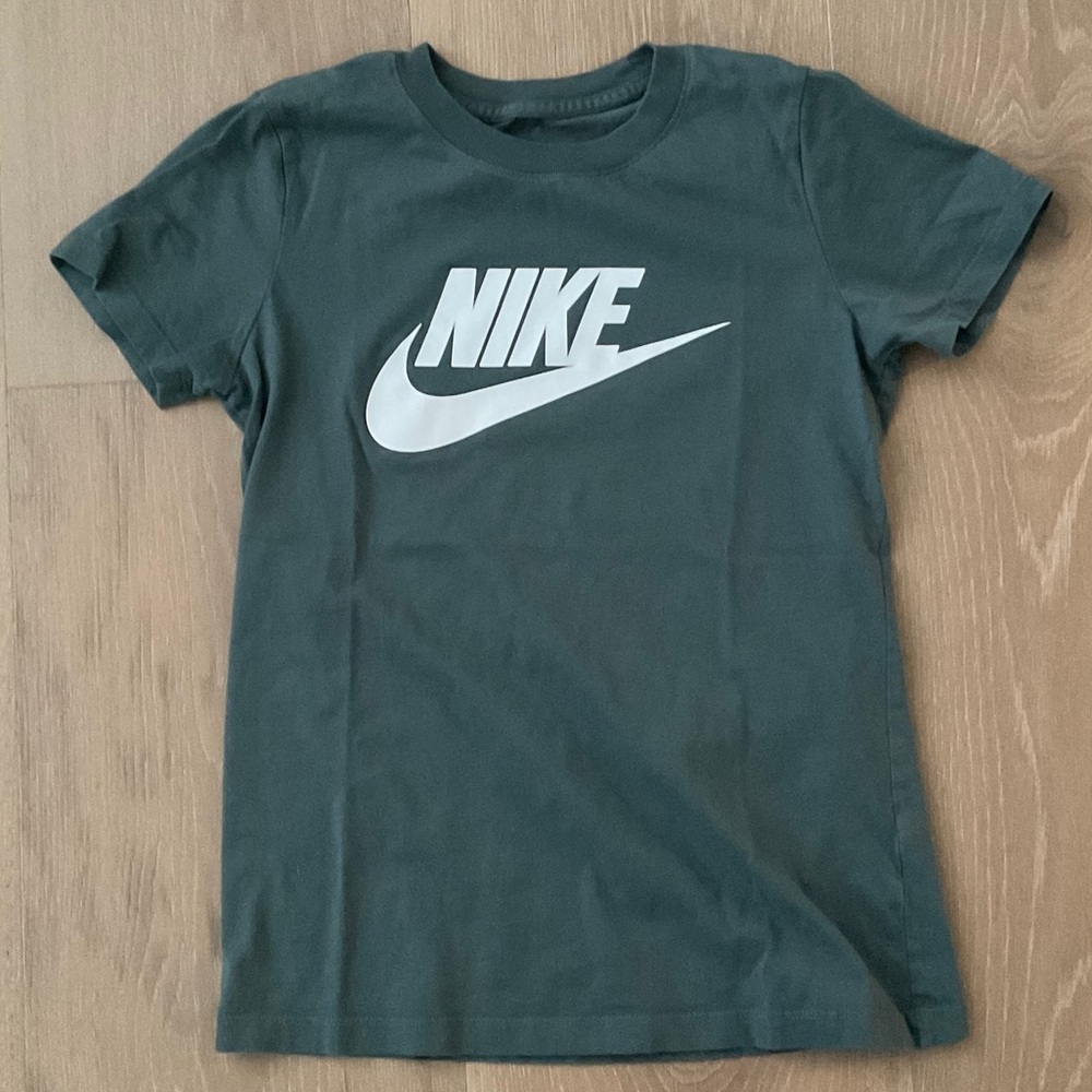 Nike Kids Dark Green Tee with White Logo
